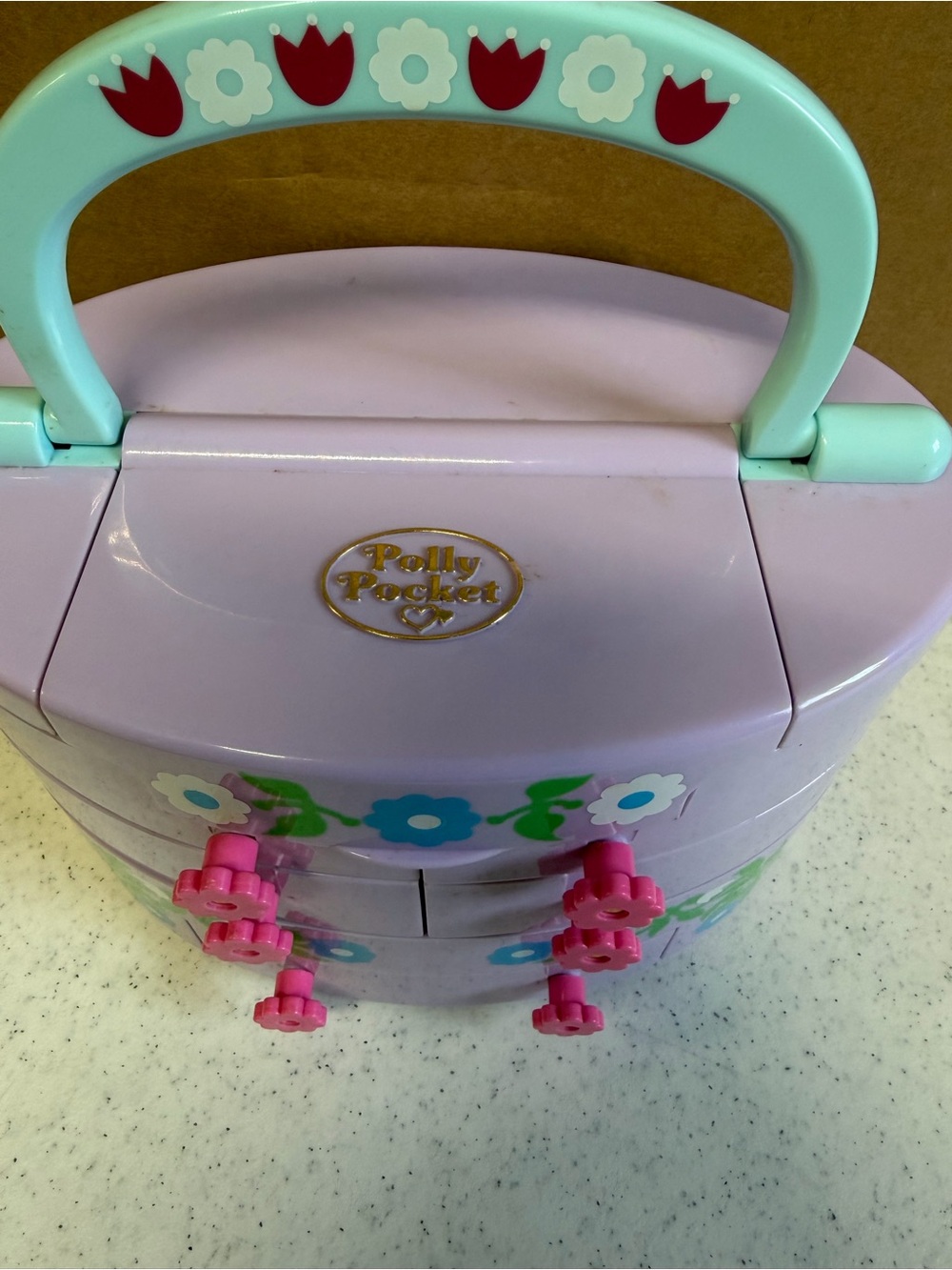 Polly Pocket Vintage 1991 PULLOUT PLAYHOUSE Jewelry Box Great Condition 3 Dolls - Picture 2 of 10